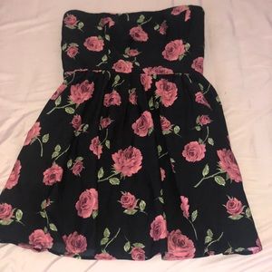 Black dress with pink flowers
